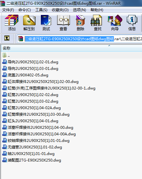 二級液壓缸2TG-E90X250X250設計cad圖紙dwg圖紙